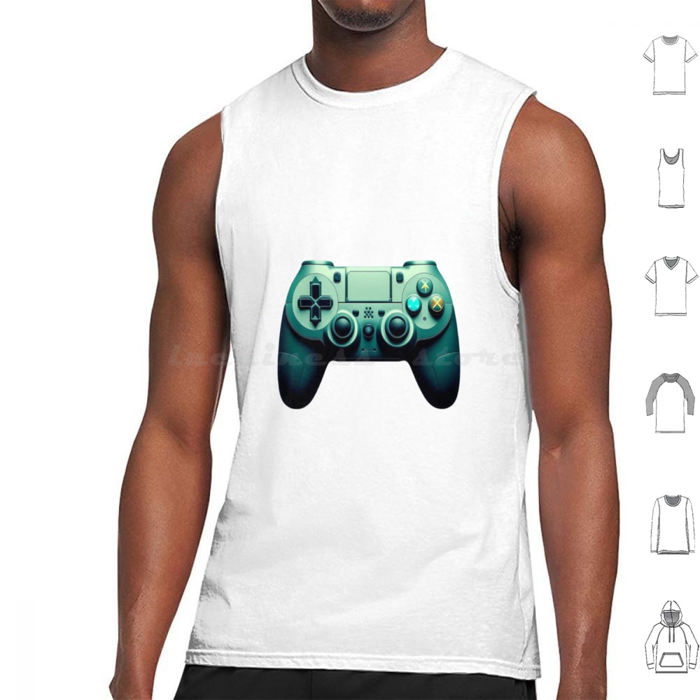 Gaming Console Video Game - เสื้อกล้ามลายวินเทจ ดีไซน์เครื่องเล่นเกม วัสดุผ้าฝ้าย ลายเกมย้อนยุค สำหรับเกมเมอร์ ความทรงจำวัยเด็ก